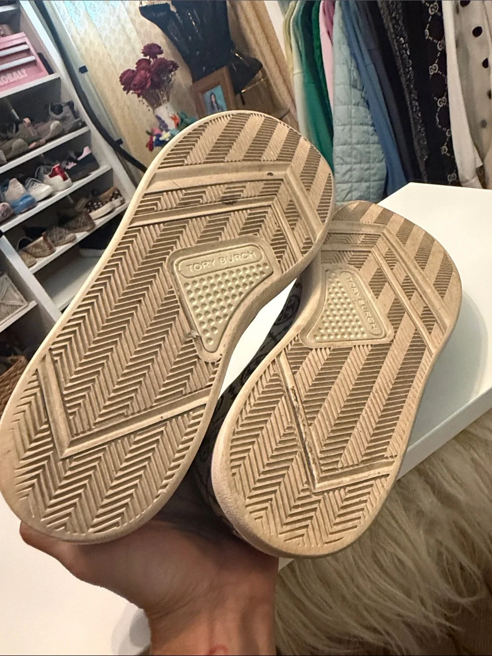 Tory Burch Navy T Monogram Logo Canvas Sneakers